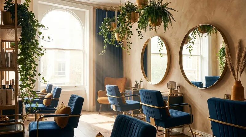 Modern salon interior with styling chairs and round mirrors, How to Open a Hair Salon in Missouri