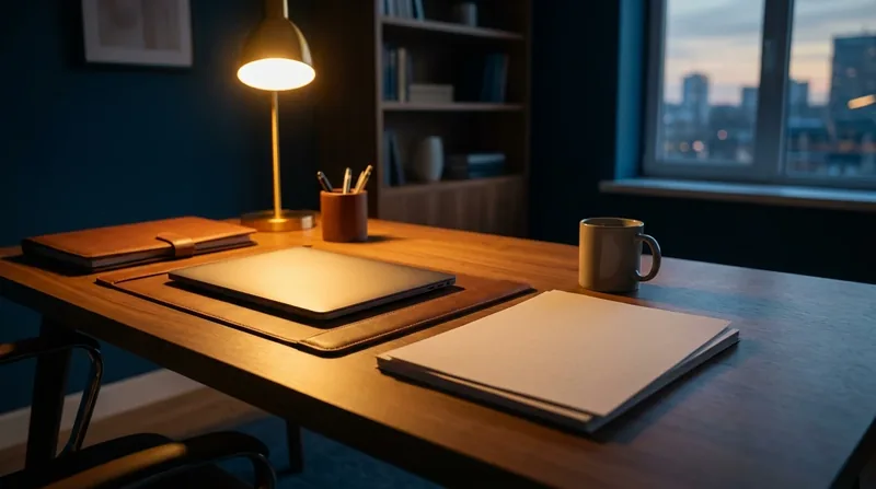 Business formation folders and a closed laptop on a lamp-lit desk, Missouri LLC Operating Agreement
