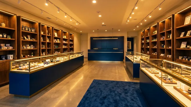 Licensed retail interior with glass display cases and wood shelving, How to Open a Fireworks Stand in Missouri